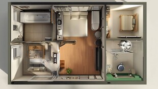 现代温馨小户型室内俯视图