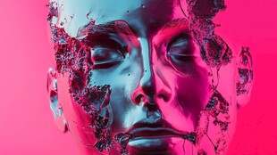 金属人脸的奇幻破碎效果