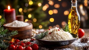 圣诞美食 大米与节日装饰