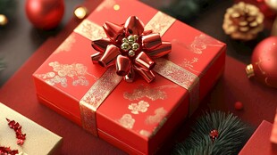 喜庆红礼盒装点节日氛围