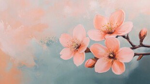 粉色烂漫桃花枝头绽放