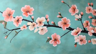 粉桃枝头春意浓