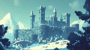 冬日梦幻城堡雪景