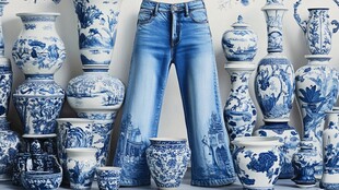 蓝白牛仔裤邂逅青花瓷
