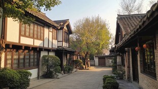 古雅庭院中的宁静街巷