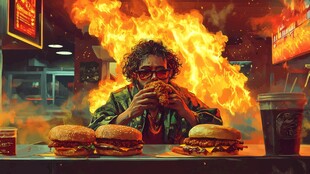 火焰中狂享美味汉堡时刻