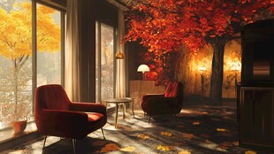 秋日温馨室内舒适休闲场景