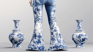 青花裤装与中式花瓶之美