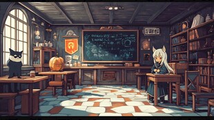 魔法教室中的猫咪与少女