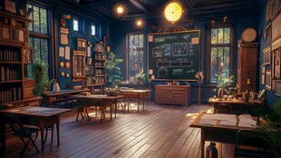 复古风格的温馨书房场景