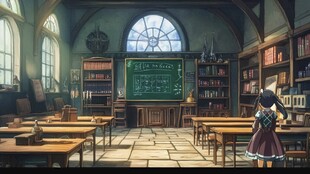 奇幻风格的魔法教室场景