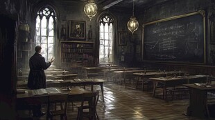 神秘教室中的孤独身影