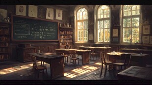 复古教室 阳光洒落静谧空间