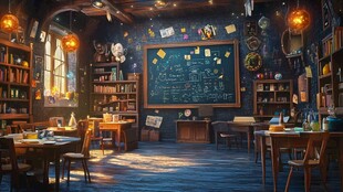 奇幻魔法教室的神秘氛围