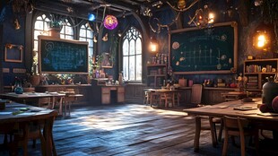 奇幻魔法教室的神秘氛围