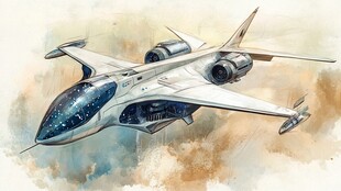 未来科幻战斗机空中飞行图