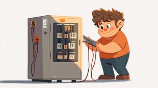 男孩检修配电箱