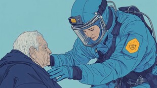 特警温柔照料白发老人