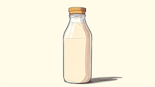 手绘瓶装牛奶插画