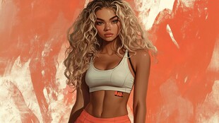 金色卷发的活力运动女孩