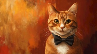 戴领结的橘猫艺术画像