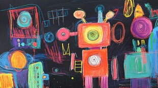 儿童画中的多彩机器人世界