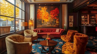 秋日氛围感浓郁的舒适客厅