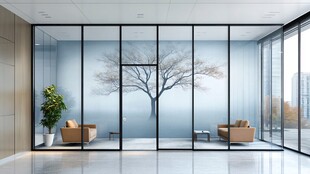 现代简约玻璃隔断办公空间