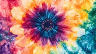 绚丽多彩扎染花朵图案