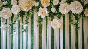 浪漫白色花卉装饰背景墙