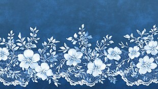 蓝底白花精致蕾丝花边