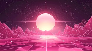 梦幻粉色星球夜景风光