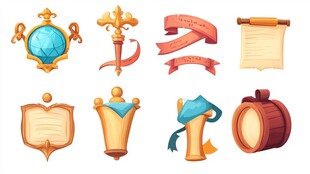 奇幻游戏元素图标集合