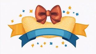 蝴蝶结装饰彩带插画元素