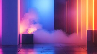 炫彩雾效的科幻空间场景