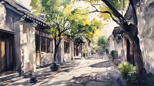 古巷绿荫下的静谧时光