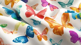 多彩蝴蝶印花布料