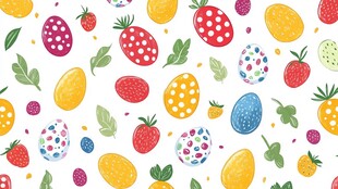 复活节彩蛋与草莓图案背景