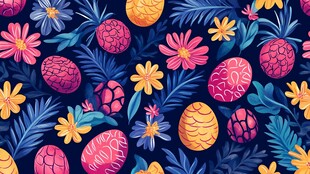 复活节彩蛋花卉图案背景