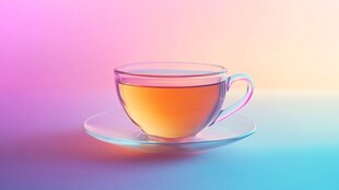 梦幻渐变背景中的热茶