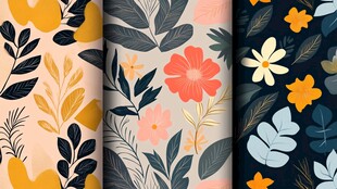 清新花卉植物图案背景图