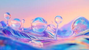 梦幻水波上的晶莹泡泡