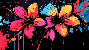 绚丽多彩花朵涂鸦艺术