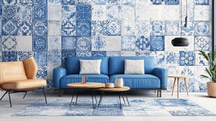 蓝白瓷砖风客厅时尚一角