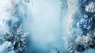 梦幻蓝调花卉背景图