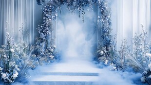 梦幻蓝调婚礼浪漫拱门场景