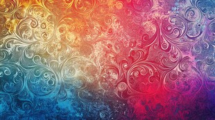 梦幻多彩复古花纹背景图