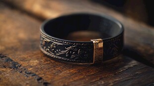 复古雕花皮革手环