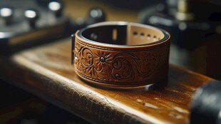 手工雕花皮革腕带