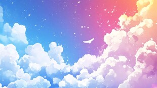 梦幻天空中的云朵与飞鸟